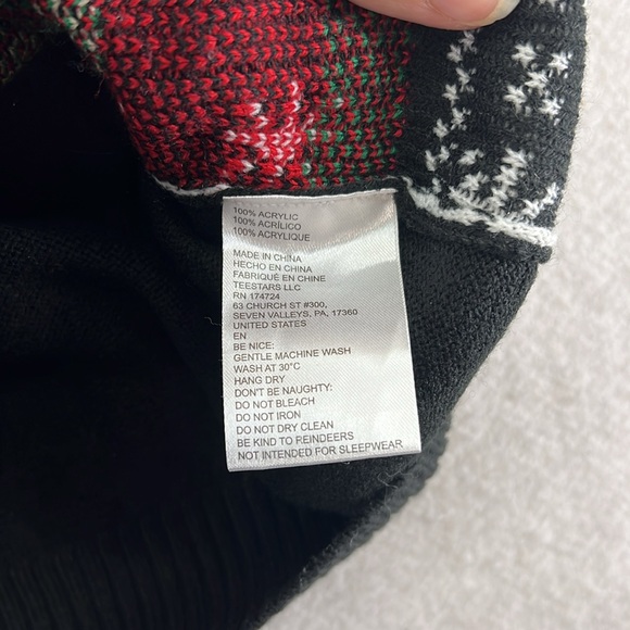 T Stars Long Sleeve Ugly Christmas Sweater Dirty Naughty Santa Elf Black Mens L - Picture 10 of 11